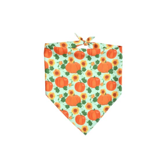 Fall Dog Bandana Bib for Cats and Dogs, Thanksgiving Pumpkin Turkey Print Pet Scarf, Adjustable Everyday Wear