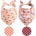 thumbnail image 1 of Fall Dog Bandanas 2PCS-Large, Halloween Thanksgiving Pumpkin and Leaf Bibs Scarf, Reversible Buffalo Plaid Triangle Breed, Puppy Bandanas for Large Medium Girl Boy Dogs Pets Gift, 1 of 6