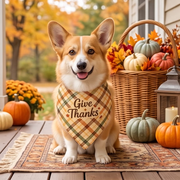 Fall Dog Bandanas, Thanksgiving Pet Bandana, Autumn Pattern Dog Neck Scarf for Holiday Parties, Pumpkin Maple Leaves Triangle Kerchief, Bibs Scarf Set Photography Accessory