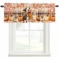 thumbnail image 1 of Fall Dogs Farmhouse Short Window Curtain Valances, Thanksgiving Orange Plaid Pumpkin Maple Tree Rod Pocket Kitchen Valances for Living Room Bedroom Bathroom Cafe 60" x 18", 1 of 8