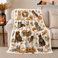 thumbnail image 1 of Fall Dogs Pumpkin Sunflowers Painted Canine Art, Festive Pet Portrait Pattern, Warm Flannel Blanket for Living Room and Bedroom, Dog Lovers Thanksgiving Gift, Pet Lover Home Decor, 1 of 9