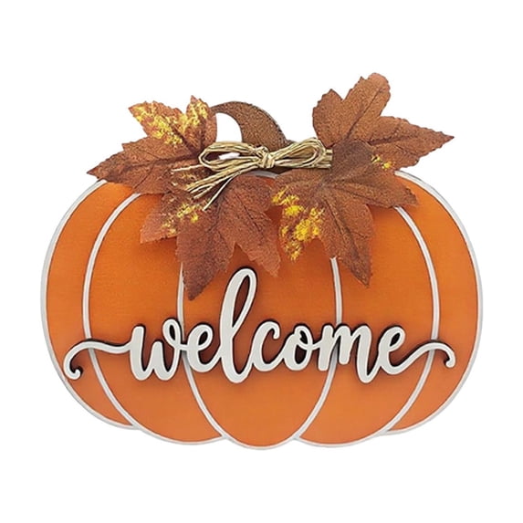 Fall Door Decor Pumpkin Door Hanger, Wooden Fall Welcome Sign for Home | Wooden Pumpkin Fall Door Hanger for Front Door Porch Wall and Home Decor