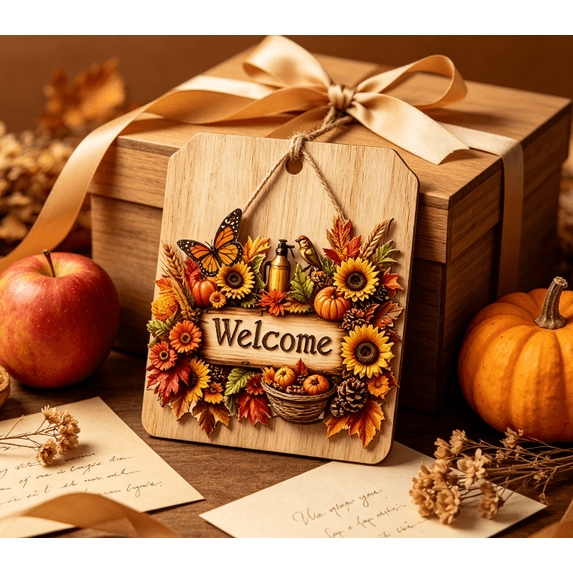 Fall Door Hanger Welcome Sign, Fall Wreath Front Door Sign, Autumn Decor | Autumn Doors Decor, Pumpkin Maple Leaf Football Wreath Wood Hanging Signs for Outdoor Home Farmhouse Porch Wall Decoration