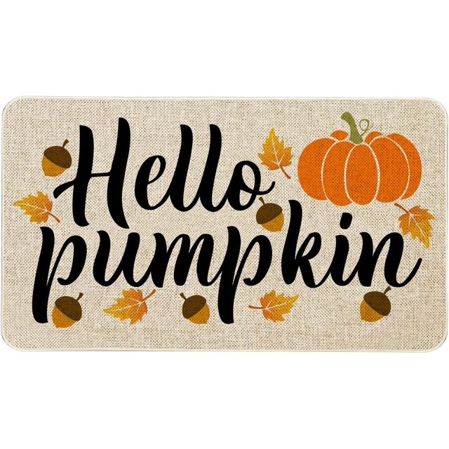 Fall Door Mat 16 x 24 Inches Hello Pumpkin Doormat Indoor Outdoor