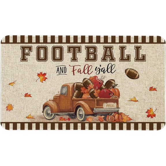 Fall Door Mat 30 X 17 Inch Autumn Truck Football Doormat Indoor Outdoor Entrance Floor Mat Non Slip Fall Thanksiving Decor Rubber Welcome Mats