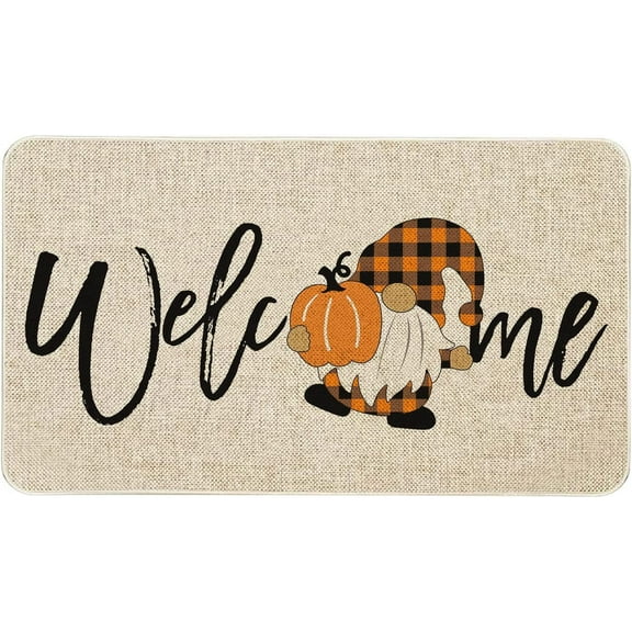 Fall Door Mat 30 X 17 Inch Fall Gnome Pumpkin Doormat Indoor Outdoor Entrance Floor Mat Non Slip Autumn Thanksiving Decor Rubber Welcome Mats