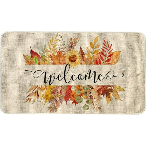 Fall Door Mat 30 X 17 Inch Fall Maple Leafs Welcome Doormat Indoor Outdoor Entrance Floor Mat Non Slip Autumn Thanksiving Decor Rubber Mats