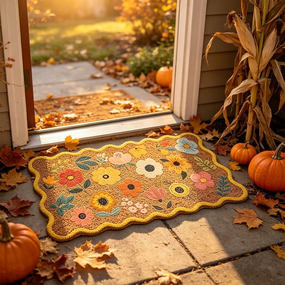 Fall Door Mat,Fall Outdoor Rug,Fall Non-Slip Floor Mat, Absorbent Polyester Entryway Rug, Thanksgiving Festive Decor Carpet for Bathroom Kitchen Bedroom Indoor Home Decor(D 23.62*15.75 in)