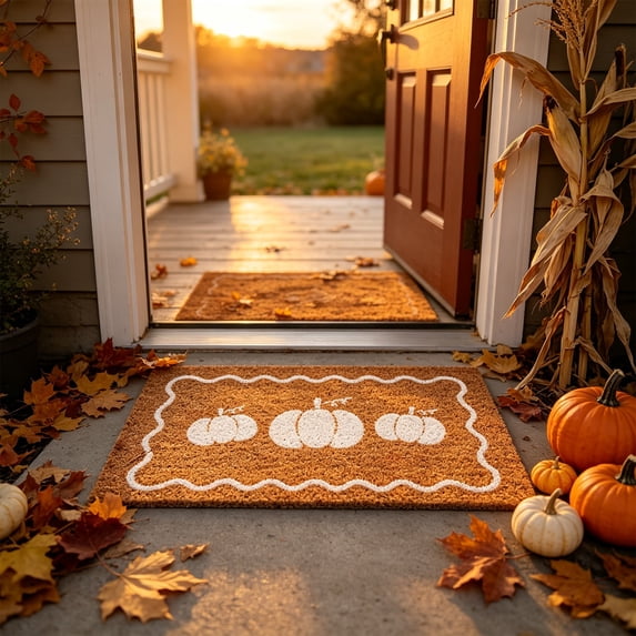 Fall Door Mat,Fall Outdoor Rug,Fall Non-Slip Floor Mat, Absorbent Polyester Entryway Rug, Thanksgiving Festive Decor Carpet for Bathroom Kitchen Bedroom Indoor Home Decor(E 23.62*15.75 in)