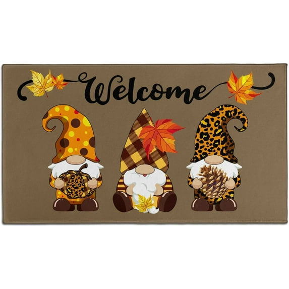 Fall Door Mat Fall Welcome Mats Gnome Welcome Mat Thanksgiving Doormat Outdoor Indoor Give Thanks Door Mat 30"x17"