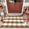 thumbnail image 1 of Fall Door Mat Front Door Rug Farmhouse Brown and White Buffalo Check Rug Layered Welcome Door Mat for Front Porch Decor, Front Door, Farmhouse Decor (27.5"x43", Coffee and White), 1 of 17