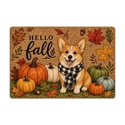 Fall Door Mat Hello Fall Dog Welcome Mat Polyester Thickened &amp; Skidproof for Indoor Outdoor Front Porch Entryway Kitchen Bedroom Fall Decor by MPOISVA deal from Walmart