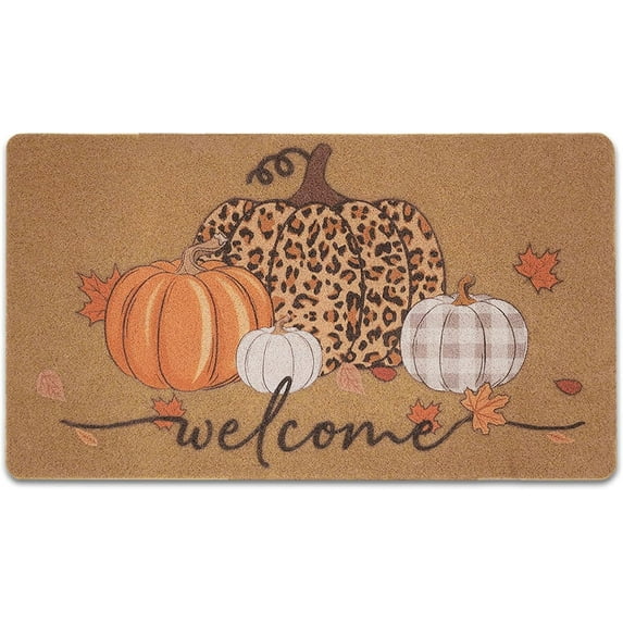 Fall Door Mat Hello Pumpkin Coir Welcome Door Mat, Pumpkins Non Slip Fall Welcome Mat Indoor Outdoor Autumn Harvest Door Mat Thanksgiving Decoration 30"*17"