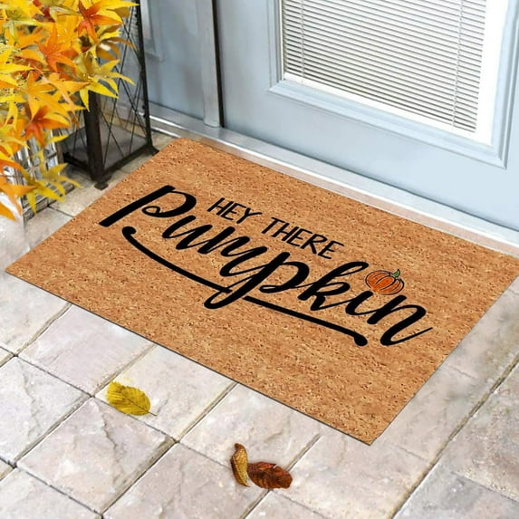 Fall Door Mat Hello Pumpkin Doormat Funny Text Decor Indoor mat, Thanksgiving Holiday Creative Decorative Seasonal Burlap Welcome Floor Orange Mat Switch Mat for Outdoor 60*40cm