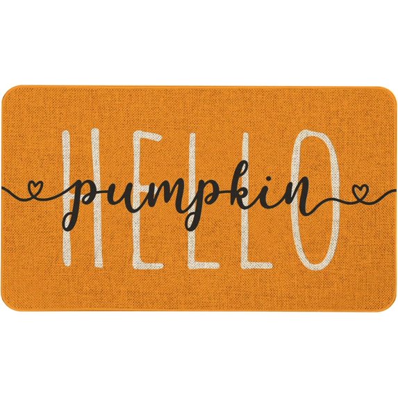 Fall Door Mat Hello Pumpkin Doormat Funny Text Decor Indoor mat, Thanksgiving Holiday Creative Decorative Seasonal Burlap Welcome Floor Orange Mat Switch Mat for Outdoor 17 x 30 in