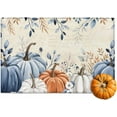 thumbnail image 1 of Fall Door Mat Indoor Entrance Blue Pumpkin Floor Mat Thanksgiving Welcome Matt Outdoor Rugs Non-Slip Absorbent Retro Eucalyptus Leaves Floral Doormat for Bathroom Kitchen Front Door 24x16 Inch, 1 of 6