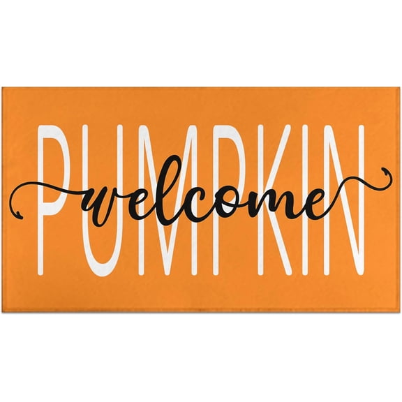 Fall Door Mat Outdoor, Fall Decorations for Home Non-Slip Thanksgiving Doormat Low Profile Autumn Pumpkin Welcome Rug for Home Indoor Outdoor Decor 17 x 30 Inch