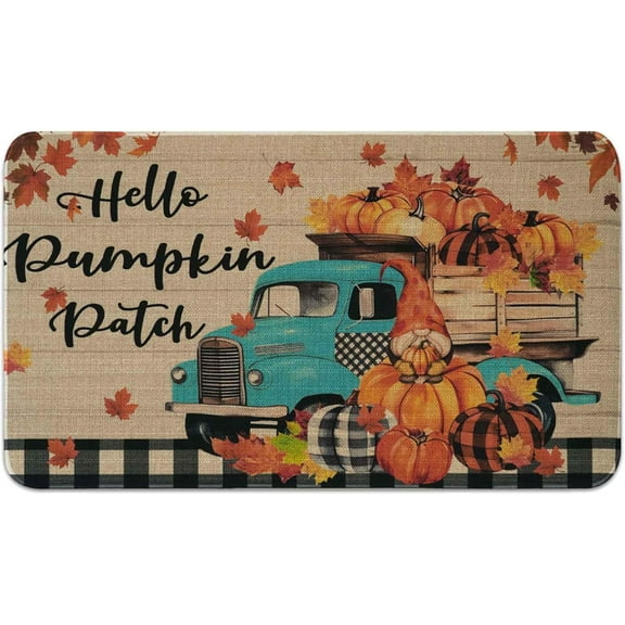 Fall Door Mat Outdoor for Front Door, Fall Decorations for Home Welcome Doormat Non-Slip Washable Thanksgiving Pumpkin Hello Fall Doormat Entrance Rug for Indoor Outdoor (Hello Pumpkin, 17"x30")