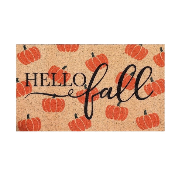Fall Door Mat Outdoor Pumpkin Coir Welcome Doormat, Non Slip Fall Outdoor Rug for Thanksgiving Autumn Front Porch Kitchen Bathroom Farmhouse Floor Door Decor 17 x 30 Inch