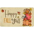 thumbnail image 1 of Fall Door Mat Outside,Buffalo Plaid Pumpkin Football Welcome Mat for Front Door,Thanksgiving Autumn Indoor Outdoor Rugs,Happy Fall Y''all Doormat for Farmhouse Home Porch Decorations 30" x 17", 1 of 6
