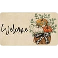 thumbnail image 1 of Fall Door Mat Outside,Pumpkin Eucalyptus Welcome Mat for Front Door,Thanksgiving Autumn Indoor Outdoor Non-Slip Rugs,Fall Doormat for Farmhouse Home Porch Decorations (Orange 30" x 17"), 1 of 6