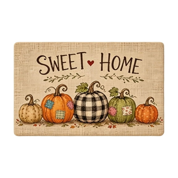Fall Door Mat Pumpkin Maple Leaves Welcome Mat Crystal Velvet Extra Thick & Easy Clean for Indoor Outdoor Front Porch Entryway Bathroom Living Room Fall Decor by MPOISVA