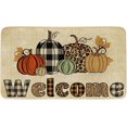 thumbnail image 1 of Fall Door Mat Welcome Decor Doormat, Autumn Farmhouse Pumpkin Decorative, Indoor Outdoor Non-Slip Mat for Home Entrance, Front Door, Outside Entry, Floor, Patio 17x30 Inches, 1 of 6