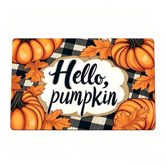 Fall Door Welcome Mat Hello Fall Gnome Rug Autumn Non Slip Farmhouse Welcome Mats Outdoor Indoor Pumpkin Maple Leaf Thanksgiving Doormat for Home Kitchen (16x24 Inch, H)