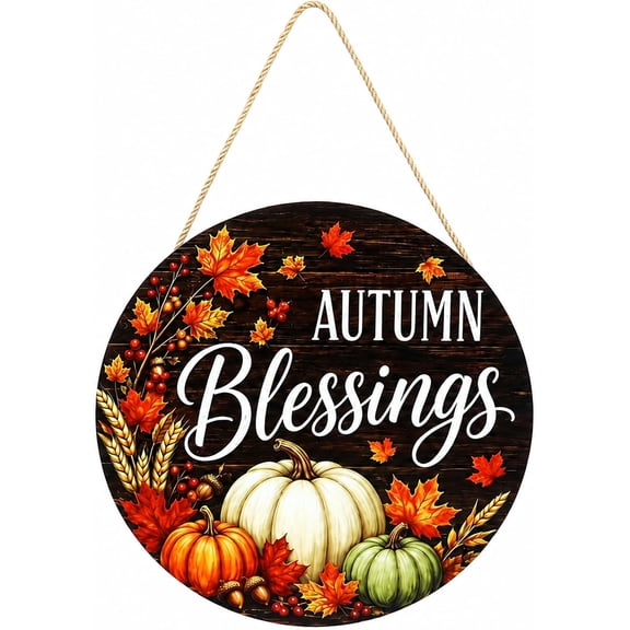 Fall Door Welcome Sign for Home Decor Hanger | Door Sign 12x12 Inch Autumn Wood Door Hanger Farmhouse Thanksgiving Hanging Plaque for Home Wall Indoor Outdoor Decorations