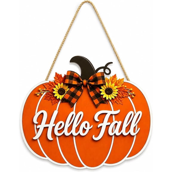 Fall Door Welcome Sign for Home Decor Hanger | Door Sign 12x12 Inch Autumn Wood Door Hanger Farmhouse Thanksgiving Hanging Plaque for Home Wall Indoor Outdoor Decorations