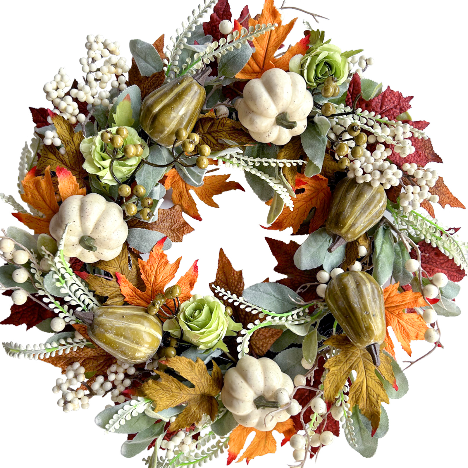 Fall Pumpkins Wreath for Front Door,20 Inch Farmhouse Autumn Wreath ...