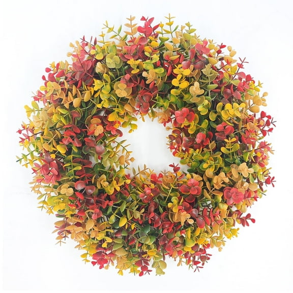 Fall Door Wreaths for Front Door 17" Plastic Artificial Fall Wreath Wall Decor for Home Decoration Indoor Outdoor, Thanksgiving
