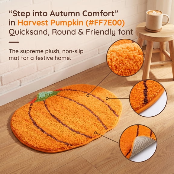 Fall Doormat Pumpkin Maple Leaves Shaped Floor Mat 15.75x23.62in Polyester Soft & Easy Clean for Living Room Bedroom Kitchen Bathroom Entryway by MPOISVA