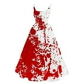 Fall Dresses for Women 2025 Halloween Bloody Print Flared Sleeveless
