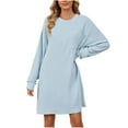 thumbnail image 1 of Fall Dresses For Women 2025 Sevevn Womens Solid Color Crew Neck Dress Vacation Loose Dresses Fitted Short Dress with Pockets, 1 of 6