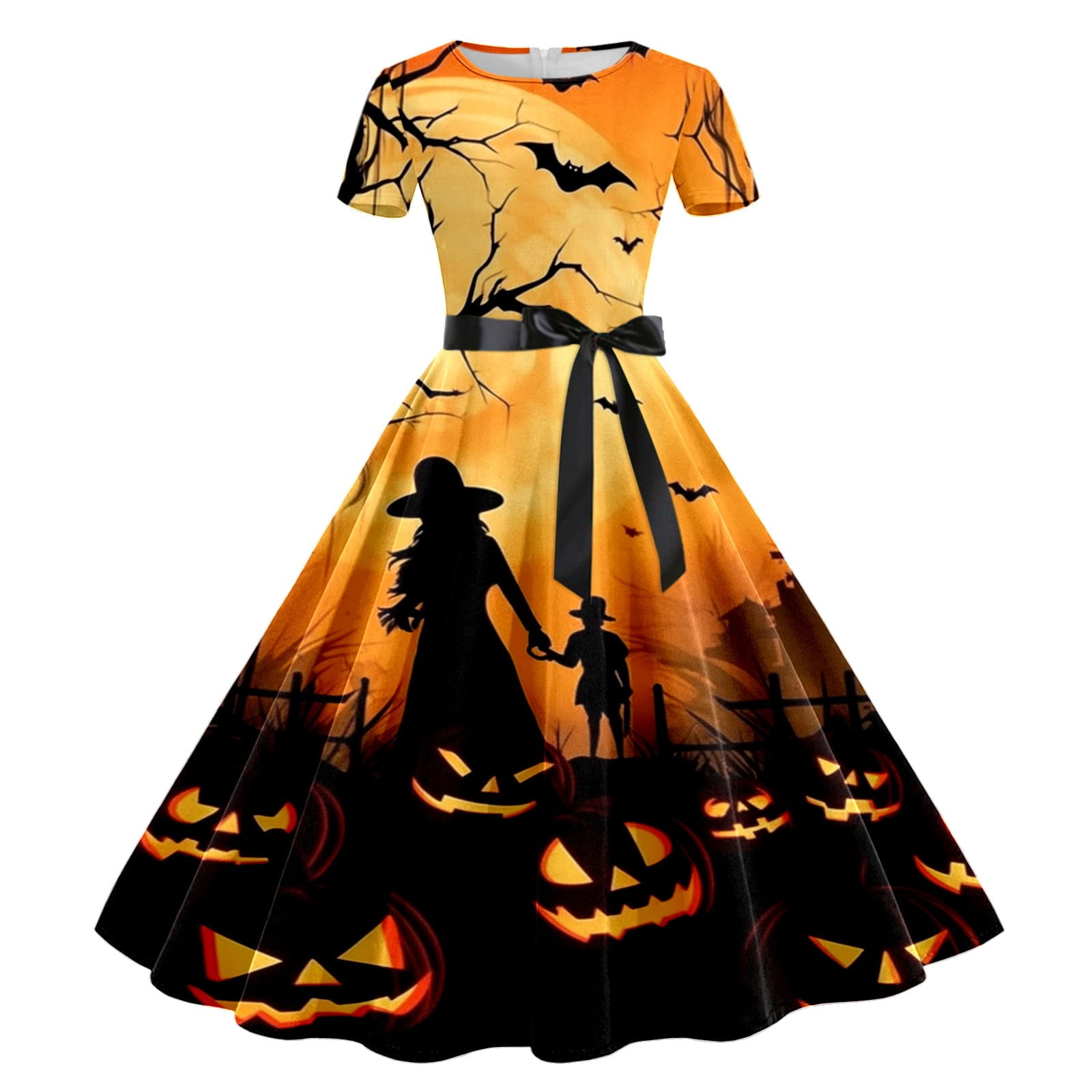 Fall Dresses Halloween For Women Ladies' Halloween Pumpkin Printed