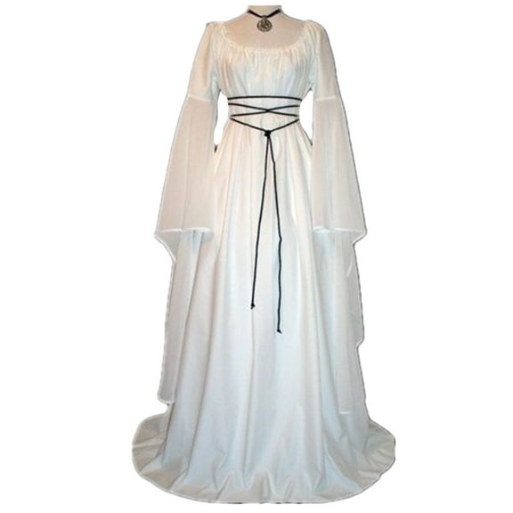Fall Dresses Sevevn Women's Long Sleeved Round Neck Women's Dress Halloween Costume Medieval Robe
