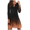thumbnail image 1 of Fall Dresses for Women 2023 Fashion Floral Nocth O-Neck Long Sleeve Tunic Tshirt Dress for Women Swing Sun Dress Beach Swimsuit Cover Ups, Womens Midi Dresses, 1 of 4