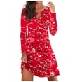 thumbnail image 1 of Fall Dresses for Women 2023 Fashion Floral Nocth O-Neck Long Sleeve Tunic Tshirt Dress for Women Swing Sun Dress Beach Swimsuit Cover Ups, Womens Midi Dresses, 1 of 4
