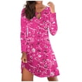 thumbnail image 1 of Fall Dresses for Women 2023 Fashion Floral Nocth O-Neck Long Sleeve Tunic Tshirt Dress for Women Swing Sun Dress Beach Swimsuit Cover Ups, Womens Midi Dresses, 1 of 4