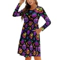 thumbnail image 1 of Fall Dresses for Women 2024, Colorful Halloween Pumpkin Womens Fall Dresses Long Sleeve Casual Tie Waist Clothes, Womens Fall Fashion 2024 Midi  Dresses Outfits with Pocket, 1 of 6