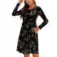 thumbnail image 1 of Fall Dresses for Women 2024, Eiffel Tower Womens Fall Dresses Long Sleeve Casual Tie Waist Clothes, Womens Fall Fashion 2024 Midi  Dresses Outfits with Pocket, 1 of 6