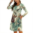 Fall Dresses for Women 2024, Forest Squirrel Surreal Long Sleeve