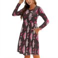 thumbnail image 1 of Fall Dresses for Women 2024, Pink Cat Halloween Spooky Womens Fall Dresses Long Sleeve Casual Tie Waist Clothes, Womens Fall Fashion 2024 Midi  Dresses Outfits with Pocket, 1 of 6