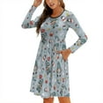thumbnail image 1 of Fall Dresses for Women 2024, Winter Gnome And Snowman Womens Fall Dresses Long Sleeve Casual Tie Waist Clothes, Womens Fall Fashion 2024 Midi  Dresses Outfits with Pocket, 1 of 6