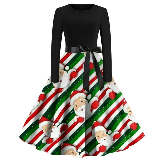 Fall Dresses for Women 2024 Xmas Snowflake Print Dresses Christmas Tree