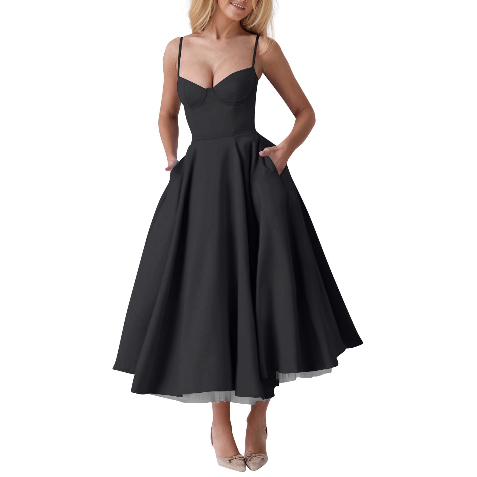 knee length dresses for ladies White Saira Double Layered Dress main image 1