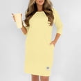 thumbnail image 1 of Fall Dresses for Women Oversized Crewneck Midi 3/4 Length Sleeve Dresses Womens Casual Solid Round Neck Loose Fits Three Quarter Sleeve Dress Plus Size Elegant Knee Length Dress with Pockets, 1 of 7