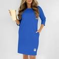 thumbnail image 1 of Fall Dresses for Women Oversized Crewneck Midi 3/4 Length Sleeve Dresses Womens Casual Solid Round Neck Loose Fits Three Quarter Sleeve Dress Plus Size Elegant Knee Length Dress with Pockets, 1 of 7