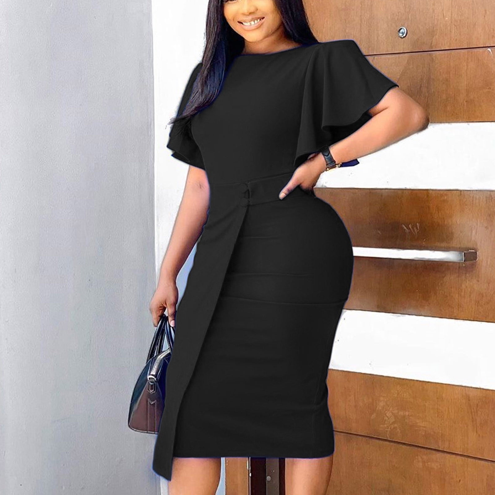 Fall Dresses for Women 2023 Women Fashion Color Round Neck